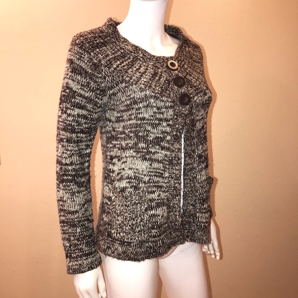 Vintage y2k Cozy Cardigan Sweater Size S Earthy Brown Tones Pockets Academia